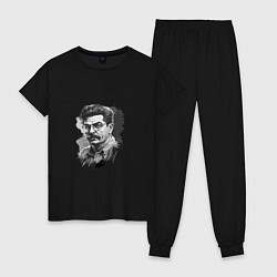 Пижама хлопковая женская Сталин в черно-белом исполнении, цвет: черный