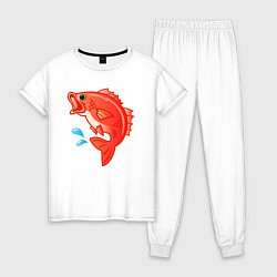 Пижама хлопковая женская Красный лещ морской, цвет: белый