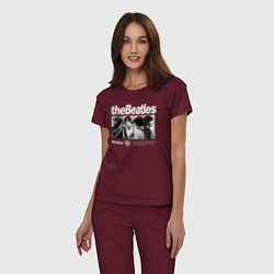 Пижама хлопковая женская The Beatles rock, цвет: меланж-бордовый — фото 2