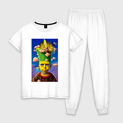 Пижама хлопковая женская Bart Simpson - neural network - fantasy - art, цвет: белый