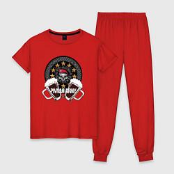 Пижама хлопковая женская Пивная армия, цвет: красный
