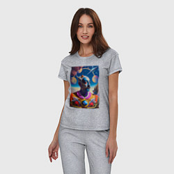 Пижама хлопковая женская Космический портрет Сальвадора Дали, цвет: меланж — фото 2