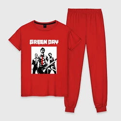 Пижама хлопковая женская Greed Day rock, цвет: красный