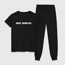 Пижама хлопковая женская Big bang белый логотип, цвет: черный