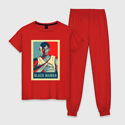 Пижама хлопковая женская Black mamba poster, цвет: красный