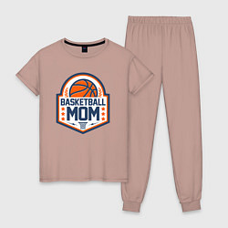 Пижама хлопковая женская Баскетбольная мама, цвет: пыльно-розовый
