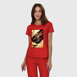 Пижама хлопковая женская Дэхья - Геншин импакт, цвет: красный — фото 2