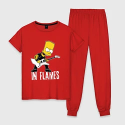Пижама хлопковая женская In Flames Барт Симпсон рокер, цвет: красный