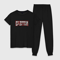 Пижама хлопковая женская Led Zeppelin логотип, цвет: черный