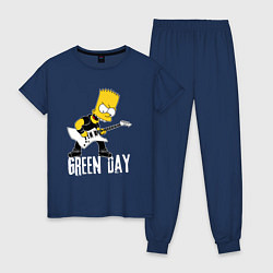 Пижама хлопковая женская Green Day Барт Симпсон рокер, цвет: тёмно-синий