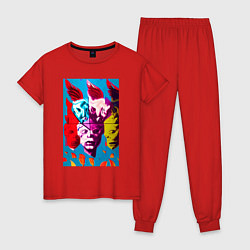 Пижама хлопковая женская Энди Уорхол - поп-арт, цвет: красный