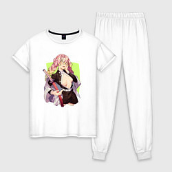 Пижама хлопковая женская Mitsuri Kanroji Demon Slayer, цвет: белый
