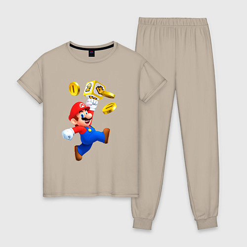 Женская пижама Марио сбивает монетки / Миндальный – фото 1