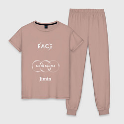 Пижама хлопковая женская JIMIN FACE Set Me Free, цвет: пыльно-розовый