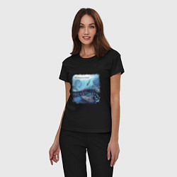 Пижама хлопковая женская Subnautica - подводный мир, цвет: черный — фото 2