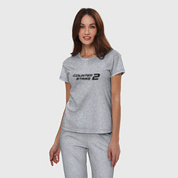 Пижама хлопковая женская Counter strike 2 лого черный, цвет: меланж — фото 2