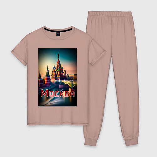 Женская пижама Москва - Кремль / Пыльно-розовый – фото 1