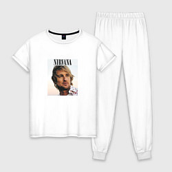 Пижама хлопковая женская Nirvana Оуэн Уилсон пародия, цвет: белый