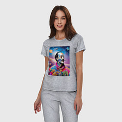 Пижама хлопковая женская Salvador Dali in space, цвет: меланж — фото 2