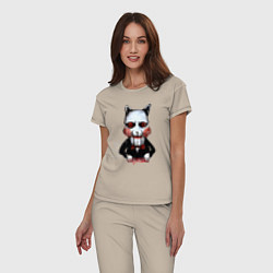 Пижама хлопковая женская Want to play a game, цвет: миндальный — фото 2
