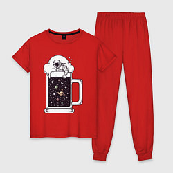 Пижама хлопковая женская Space beer, цвет: красный