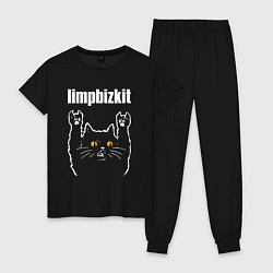 Пижама хлопковая женская Limp Bizkit rock cat, цвет: черный