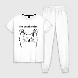 Пижама хлопковая женская The Cranberries - rock cat, цвет: белый