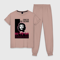 Пижама хлопковая женская Эрнесто Че Гевара и революция, цвет: пыльно-розовый