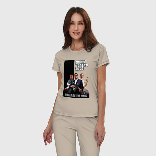 Женская пижама Майкл, Франклин, Тревор из GTA / Миндальный – фото 3