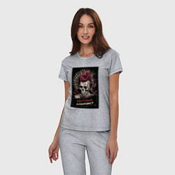 Пижама хлопковая женская Мертвый анархист, цвет: меланж — фото 2