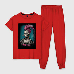 Пижама хлопковая женская Girl punk, цвет: красный