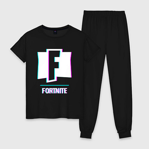 Женская пижама Fortnite в стиле glitch и баги графики / Черный – фото 1