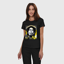 Пижама хлопковая женская Bob Marley Digital Art, цвет: черный — фото 2