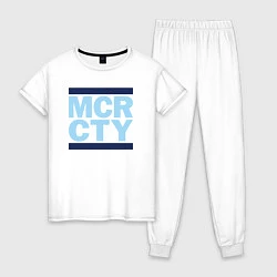 Пижама хлопковая женская Run Manchester city, цвет: белый