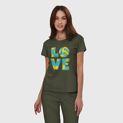 Пижама хлопковая женская Volleyball love, цвет: меланж-хаки — фото 2