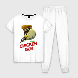 Пижама хлопковая женская Chicken Gun logo, цвет: белый