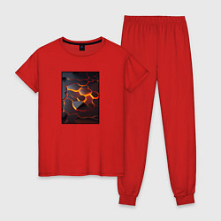 Пижама хлопковая женская Раскалённые плиты, цвет: красный