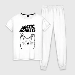 Пижама хлопковая женская Arctic Monkeys - rock cat, цвет: белый