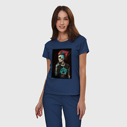 Пижама хлопковая женская Девушка анархистка, цвет: тёмно-синий — фото 2