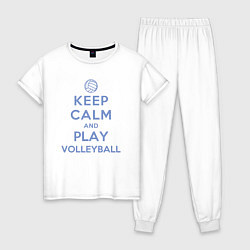 Пижама хлопковая женская Играй в волейбол, цвет: белый