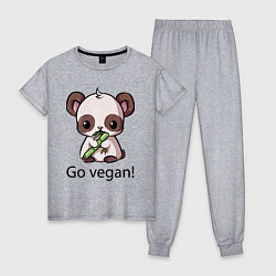 Пижама хлопковая женская Go vegan - motto, цвет: меланж