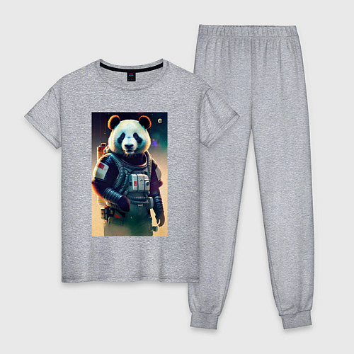 Женская пижама Крутой панда - киберпанк / Меланж – фото 1