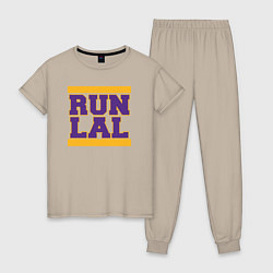 Пижама хлопковая женская Run Lakers, цвет: миндальный