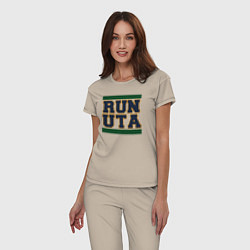 Пижама хлопковая женская Run Utah Jazz, цвет: миндальный — фото 2