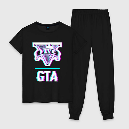 Женская пижама GTA в стиле glitch и баги графики / Черный – фото 1