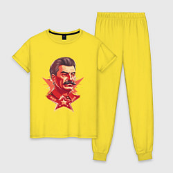 Пижама хлопковая женская Граффити Сталин, цвет: желтый