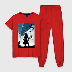 Пижама хлопковая женская Бусидо - кодекс самурая - Япония, цвет: красный