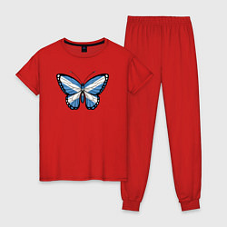 Пижама хлопковая женская Шотландия бабочка, цвет: красный