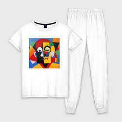 Пижама хлопковая женская Пикассо арт, цвет: белый