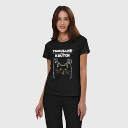 Пижама хлопковая женская Thousand Foot Krutch rock cat, цвет: черный — фото 2